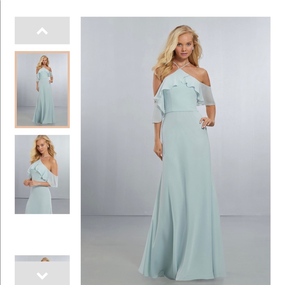 Chiffon Bridesmaids Dress with Flounced Neckline